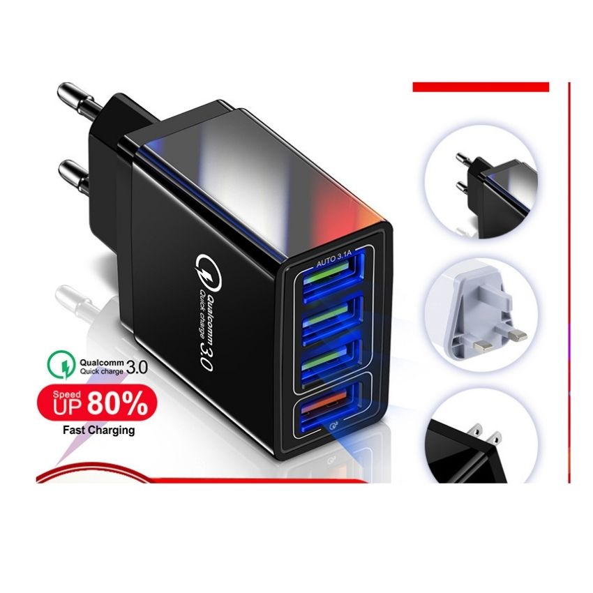 Củ Sạc Chuẩn Power 4 cổng sạc 3.1 , Coc sac dien thoai ,cục sạc nhanh 4 cổng usb, cục sạc Samsung, củ sạc ipad SamsungTích Hợp Chip Thông Minh An Toàn