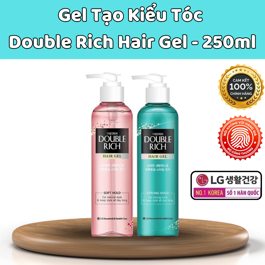 Gel tạo kiểu tóc Double Rich Hair Gel 250ml,Gel tạo kiểu tóc khô nhanh, không bết dính, chính hãng