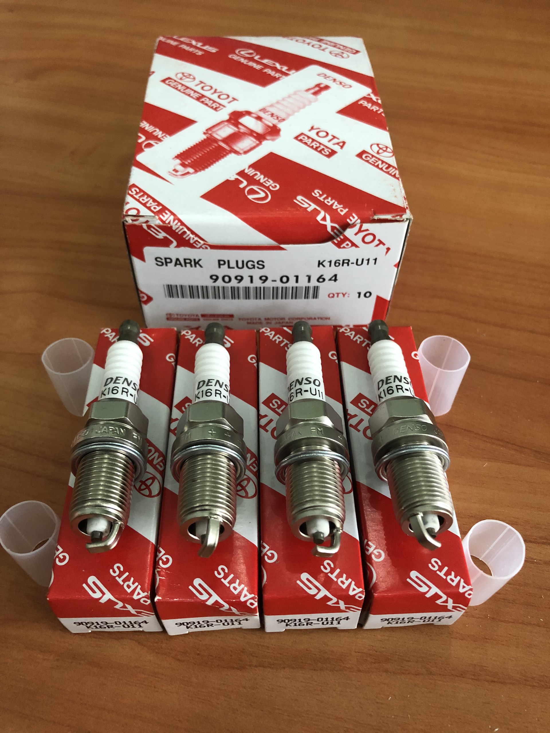 Bộ 4 bugi denso xe toyota vios camry yaris altis 2002-2016 mazda ren 14 ngắn than 90919-01164 k16r-u11