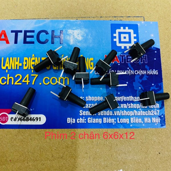 Nút nhấn phím bấm 2 chân 6x6x12 túi 50 chiếc