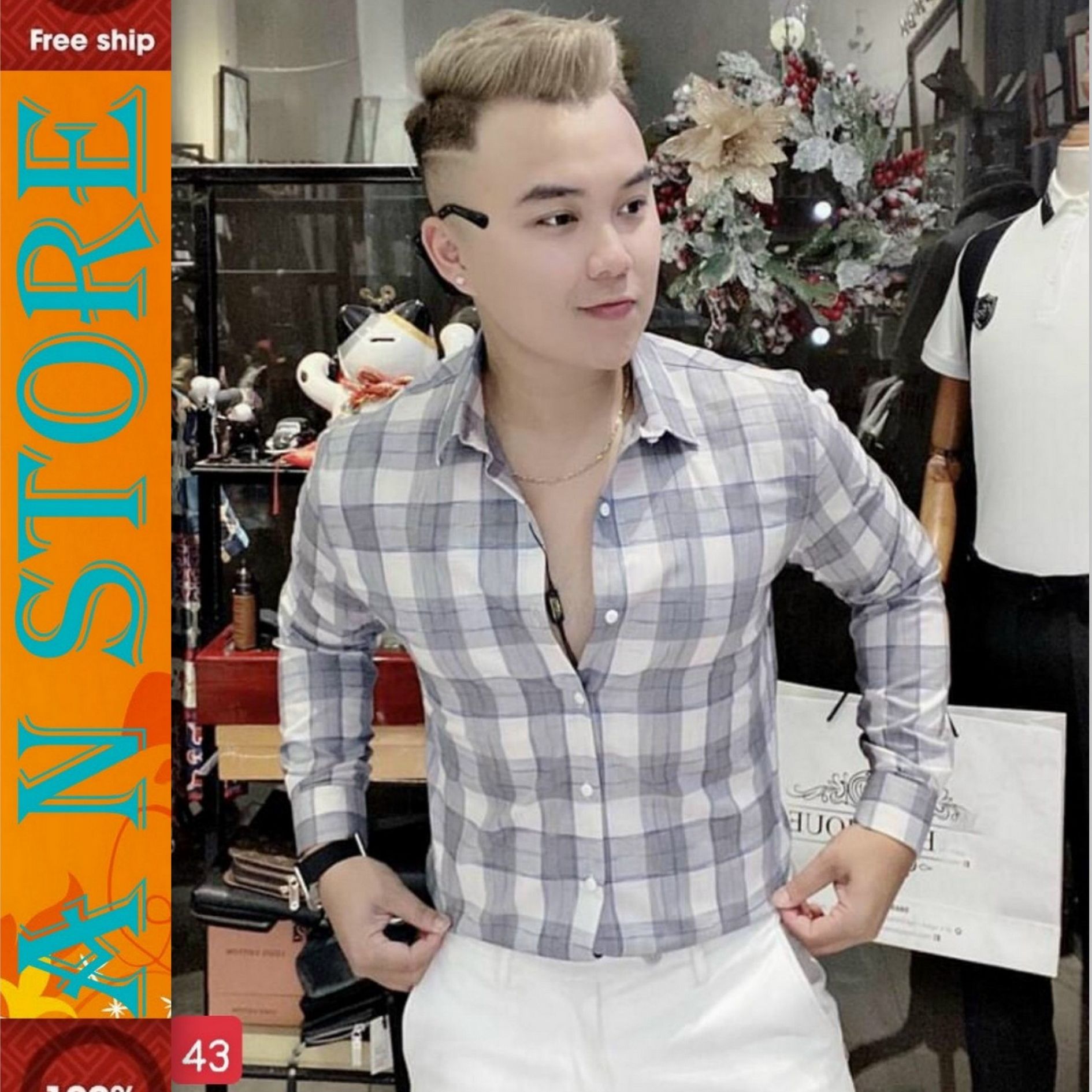 [Flash Sale 50%]áo sơ mi nam cao cấp kate lụa siêu mềm mại cao cấp MẪU MỚI NHẤT M43 AN NHIÊN STORE hàng hiệu FROM chuẩn shop phong cách trẻ trung hàn quốc AN NHIÊN STORE9999 AN30