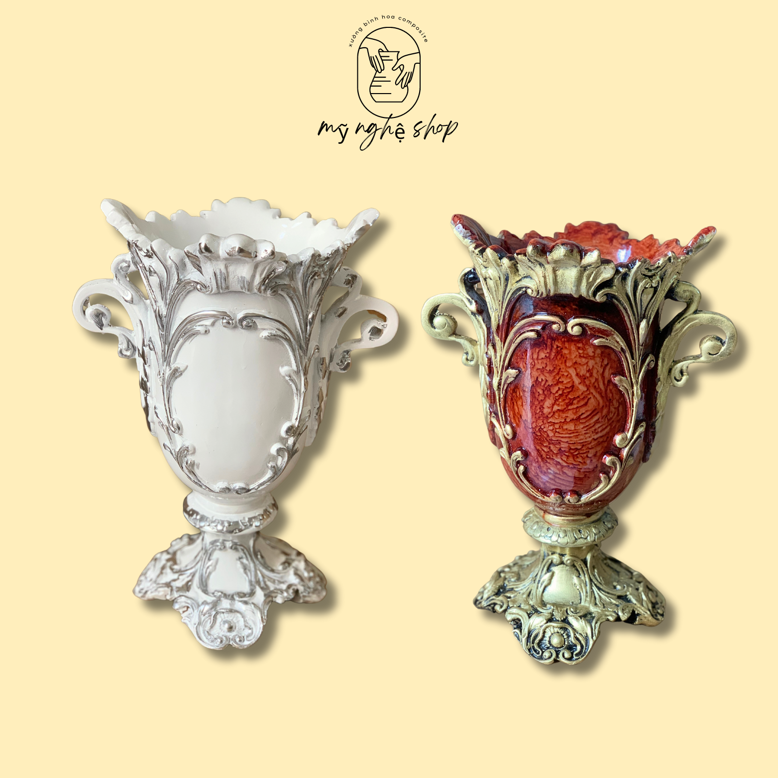 Bình hoa composite mã bình lá bình cắm hoa, bình hoa decor, bình hoa chơi tết Mỹ nghệ shop bình hoa cao cấp