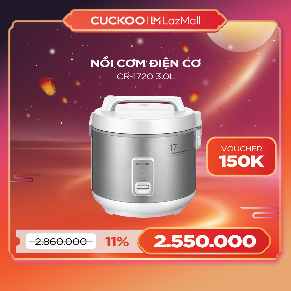 Nồi cơm điện Cuckoo 3 lít CR-1720 - Lòng nồi chống dính, thích hợp cho gia đình lớn và bếp ăn - Hàng chính hãng