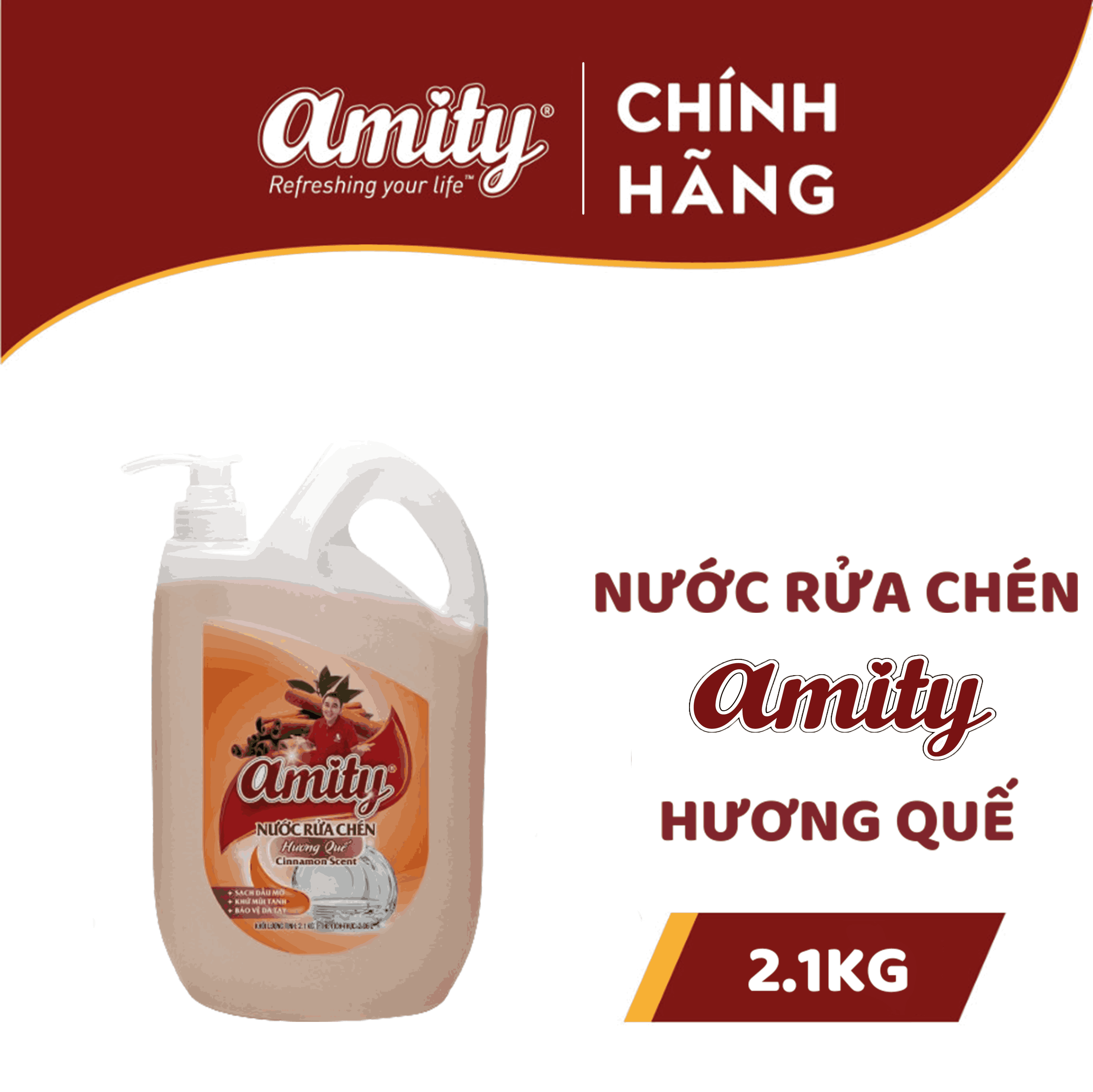 Nước rửa chén amity can 2.1kg - hương quế