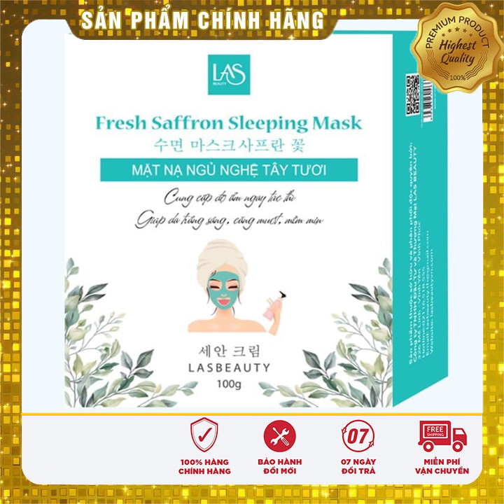 Mặt nạ ngủ nhụy hoa nghệ tây tươi Las Beauty