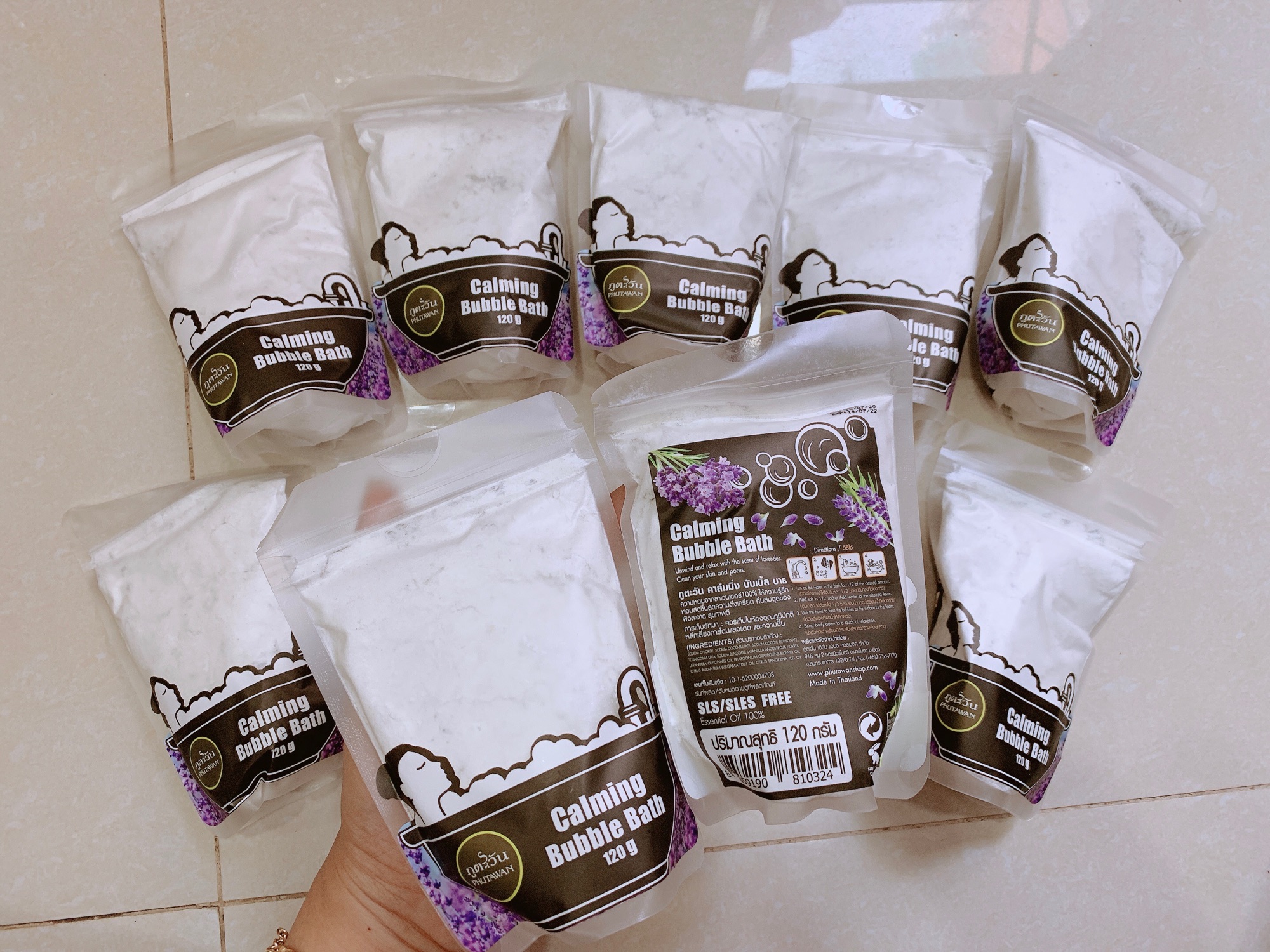 Bột tắm tạo bọt calming bubble bath phutawan