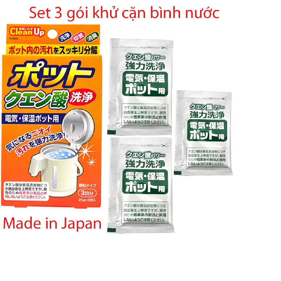 Bột Khử Cặn Bình Đun Nước Nhật Bản (Vệ Sinh Bình Đun Nước) hộp 3 gói