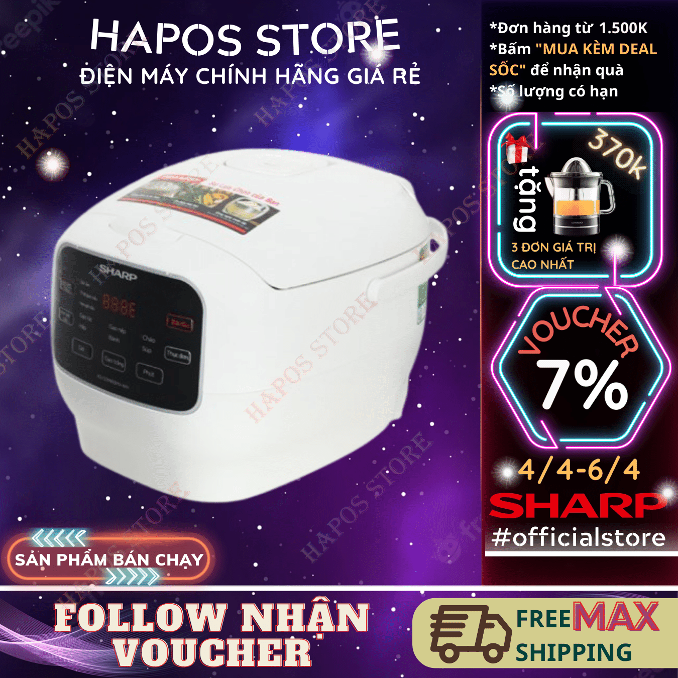 Nồi cơm điện tử đa năng Sharp loại tốt bền chống dính 1.8 Lít cho gia đình - HAPOS