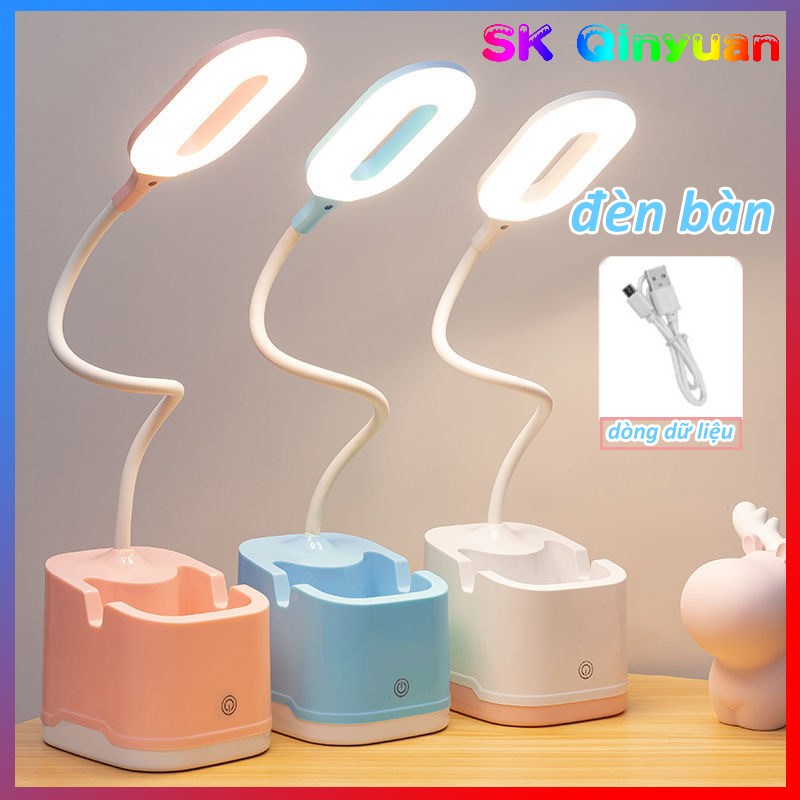 Đèn học để bàn chống cận cao cấp - sạc tích điện - đèn bàn kiêm hộp đựng bút và giá đỡ điện thoại đèn bàn làm việc - đèn học chống cận thị