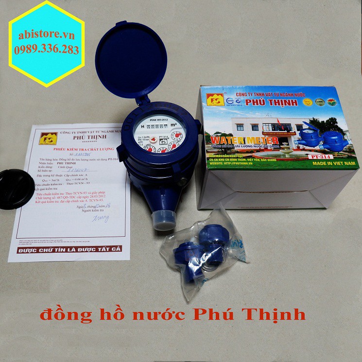Đồng hồ đo lưu lượng nước phú thịnh việt nam pt314, đồng hồ nước, đồng hồ đo nước sinh hoạt gia đình
