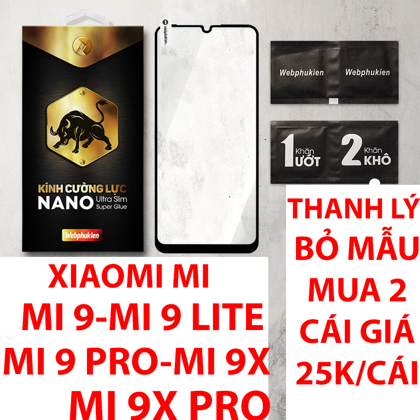 Kính cường lực webphukien cho xiaomi mi9/mi 9/mi9 lite/mi 9 lite/mi9 pro/mi 9 pro/mi9x/mi 9x/mi 9x pro/mi9x pro