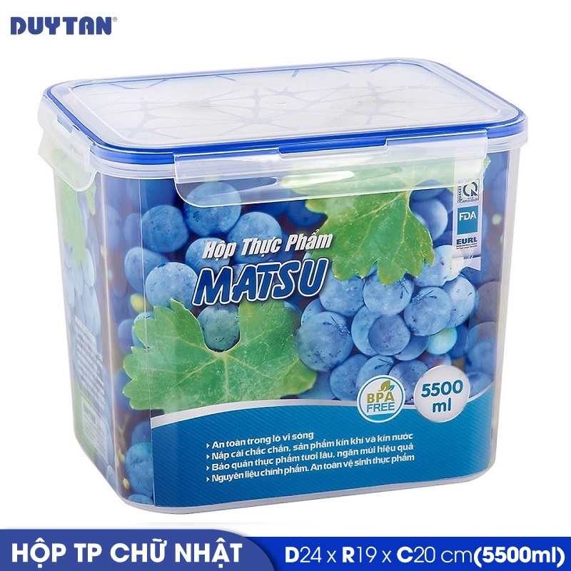 Hộp đựng thực phẩm chữ nhật nhựa DUY TÂN Matsu 5500ml (24 x 19 x 20 cm) - 03284