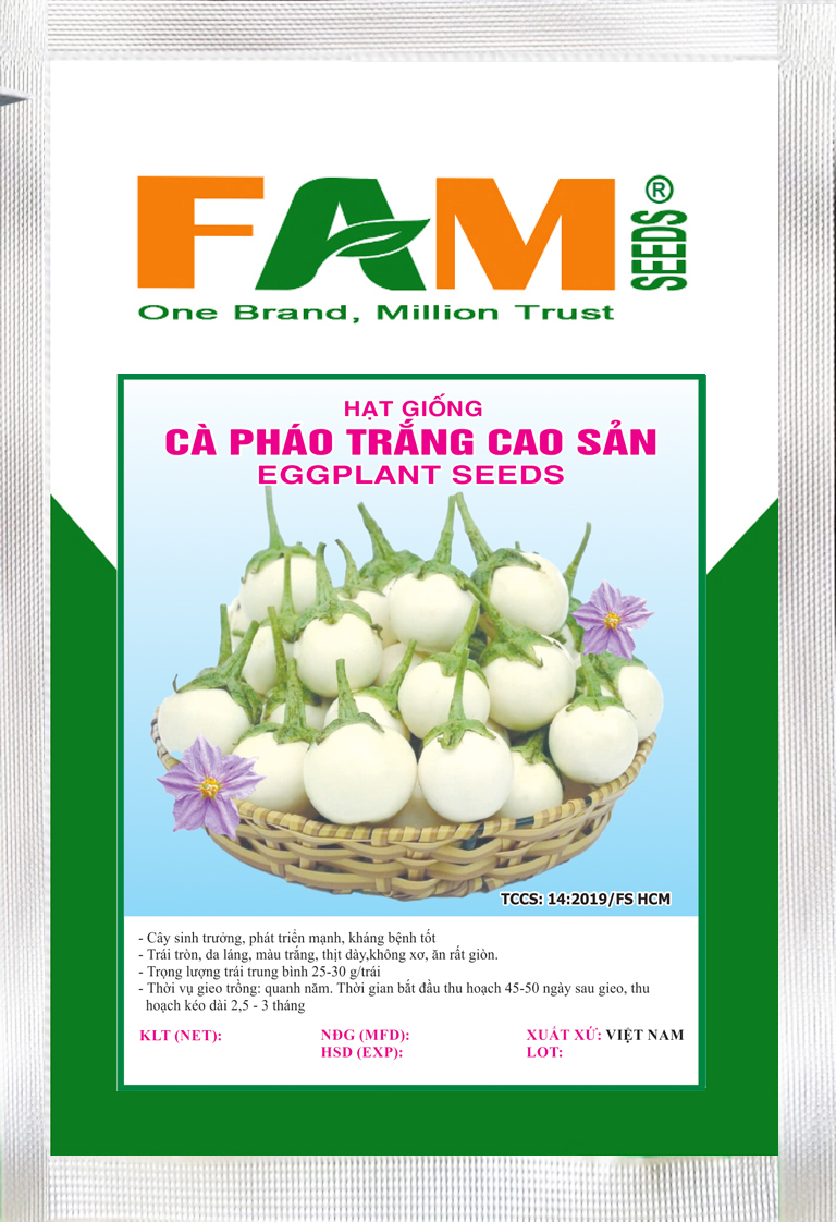 Hạt Giống Cà Pháo Trắng Cao Sản FAM SEEDS - Gói 1gr