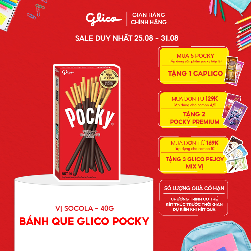 Hộp lẻ - bánh que phủ kem socola glico pocky chocolate flavour 40g