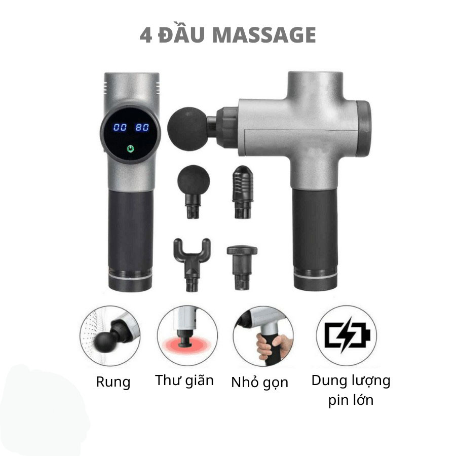 Máy massage cầm tay đa năng,máy mát xa cầm tay không dây,máy massage cầm tay dùng pin 4 Đầu 6 Công Năng, massage toàn thân cổ vai gáy bắp chất hơn máy massage xung điện (Nhiều màu) Bảo Hành Lỗi 1 Đổi 1.