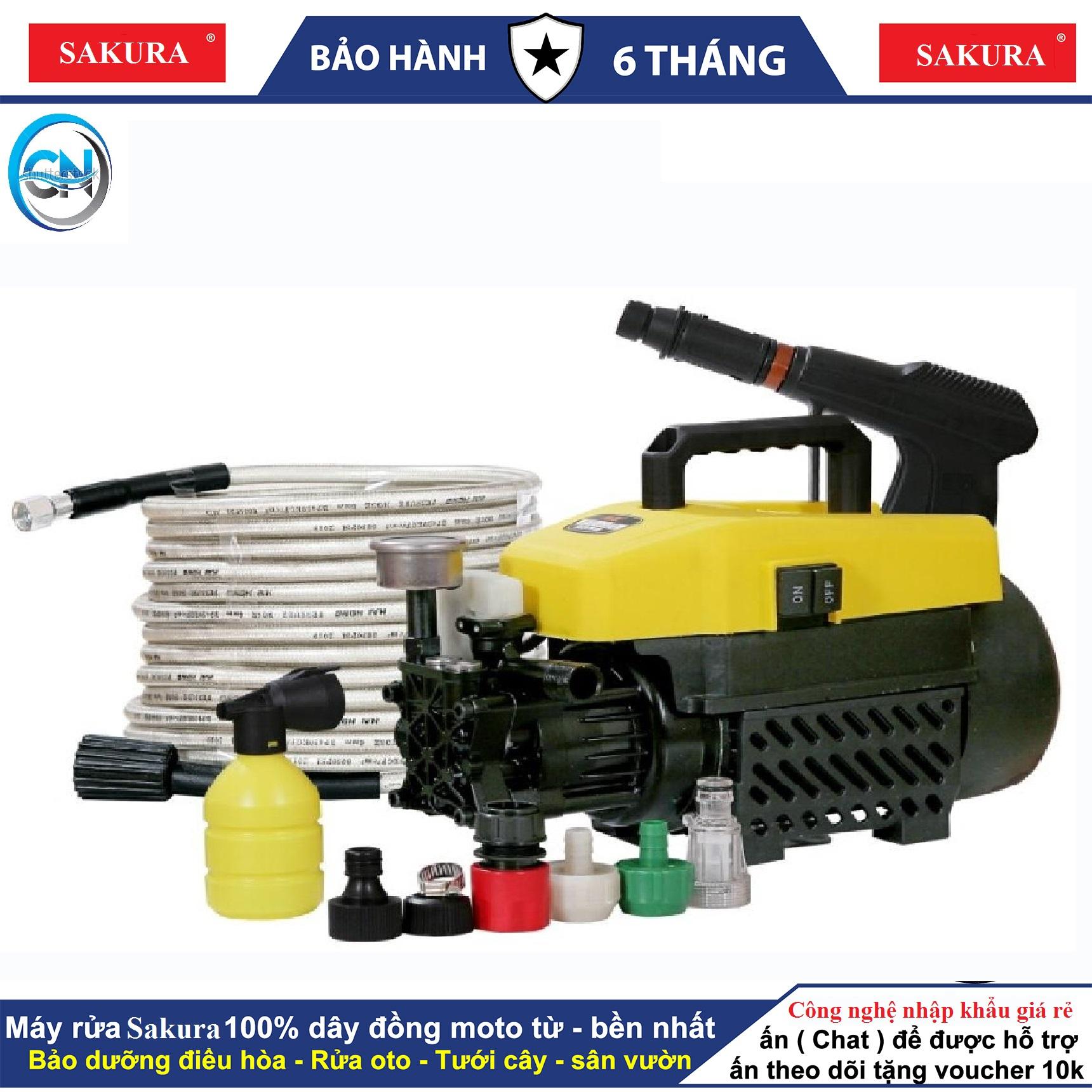 Máy rửa xe mini cao áp 1800w - Máy xịt rửa xe cao áp Sakura - Tặng bình xịt tuyết