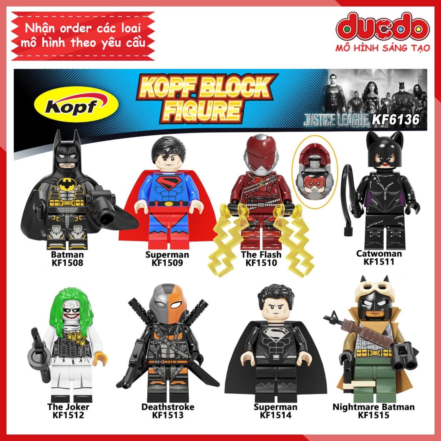 Minifigures các siêu anh hùng Justice League Batman tuyệt đẹp - Đồ Chơi Lắp  ɡhép Xếp Hình Mini Mô hình Kopf KF6136 