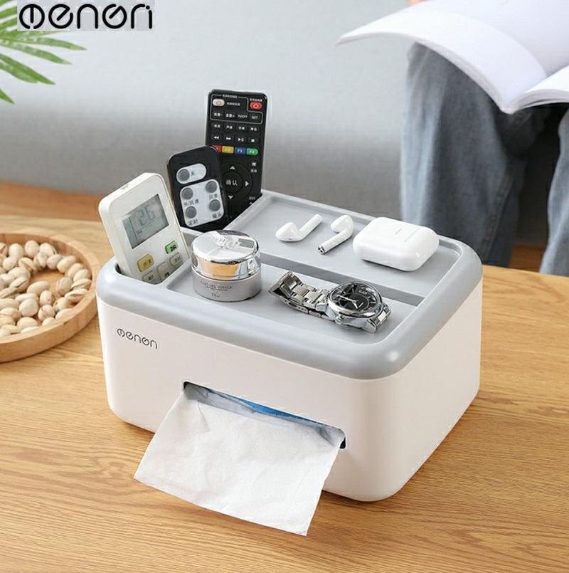 Hộp đựng khăn giấy để bàn oenon cao cấp có 2 ngăn để giấy tiện lợi - hg318