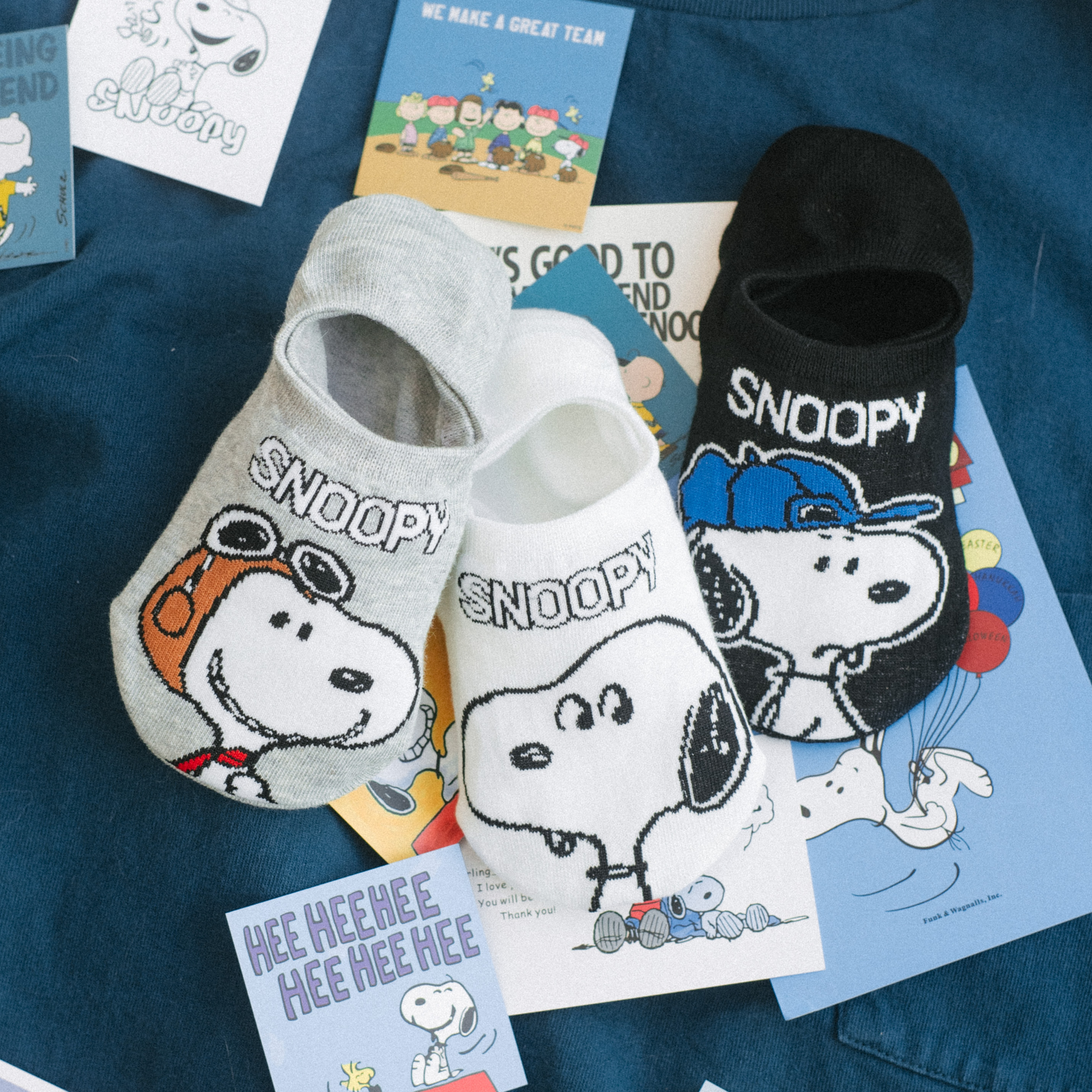 SNOOPY HEAD - Tất vớ lười unisex nhân vật hoạt hình chú chó Snoopy, bản quyền Peanuts, nhập khẩu Hàn Quốc