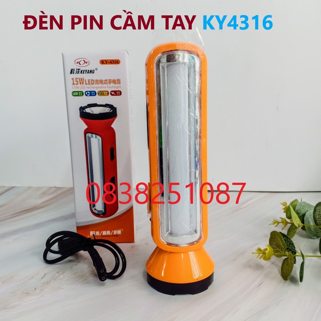 ]Đèn Pin Led Sạc Cầm Tay 2 Chức Năng 4316 loại lớn