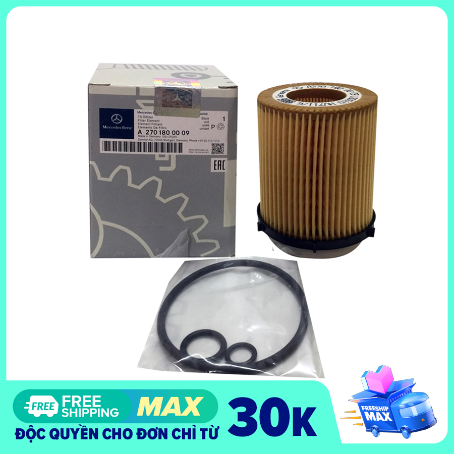 Lọc dầu nhớt Mercedes-Benz. Dùng cho Mercedes: A180, A220, A250, B180, B200, B220, B250, C180 AMG, C160, C180, C200, C250, C300, CLA180, CLA200, CLA250, E200, E250, E300, E350, GLA180, GLA200, GLA250, GLA300, GLC250, GLC300, SLK200.