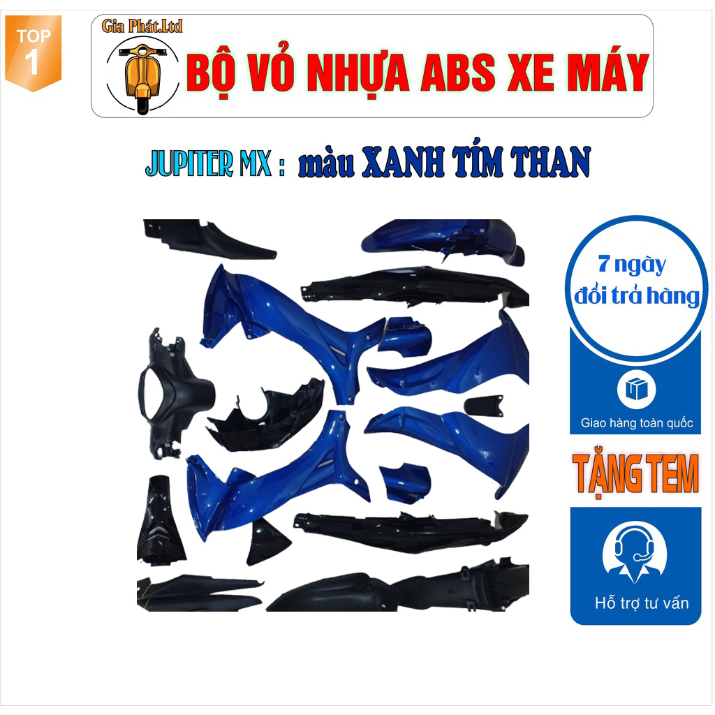 [ TẶNG TEM 3 LỚP ] Dàn áo màu XANH DƯƠNG ĐEN xe JUPITER MX - JUPITER GRAVITA cực chất, cao cấp - bền đẹp