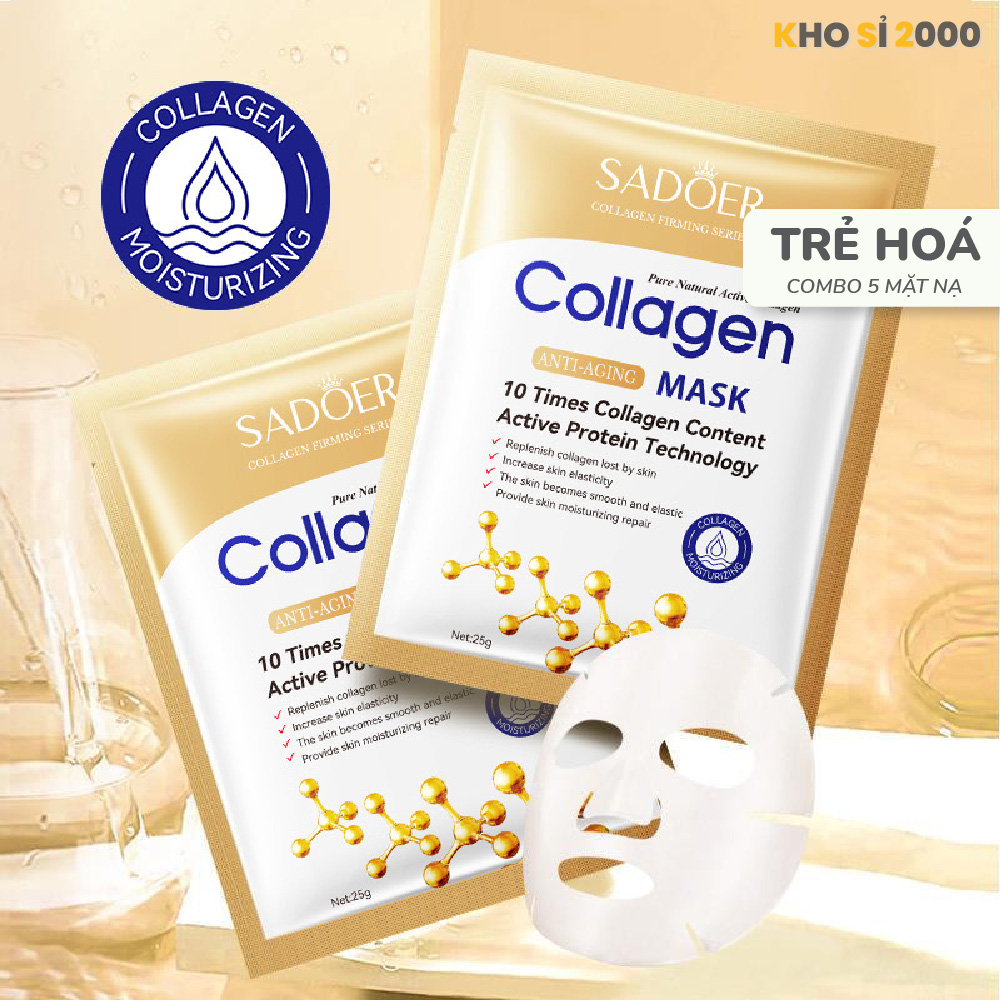 COMBO 5 Mặt Nạ Collagen Dưỡng Da Căng Bóng Trẻ Hoá Cấp Ẩm Trắng Da Mask Giấy Đắp Mặt KHO SỈ 2000