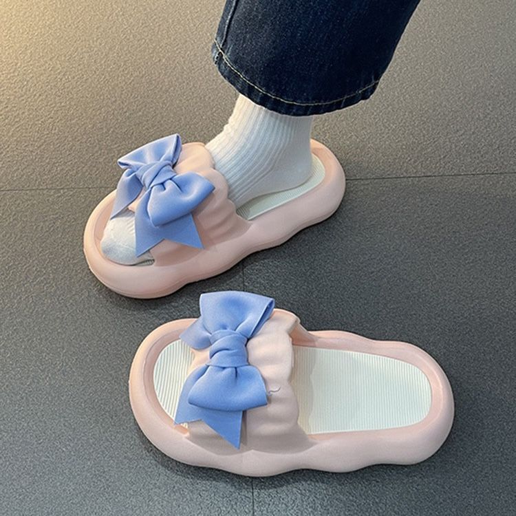 Dép nơ dễ thương đế dày mùa xuân hè 2023, loại mặc ngoài,đáy 3cm,36-41