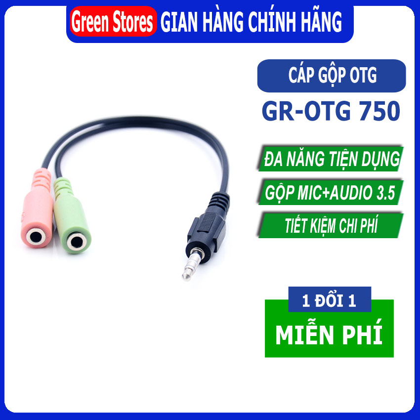 Dây cáp tai nghe jack cắm 3.5mm chia ngõ âm thanh ra Mic và Loa ,Cáp chia Tai Nghe 3.5 Mic và Loa - Jack Chia (Gộp) Cổng Tai Nghe -OTG4 dùng cho tai nghe có dây [GREEN STORE]