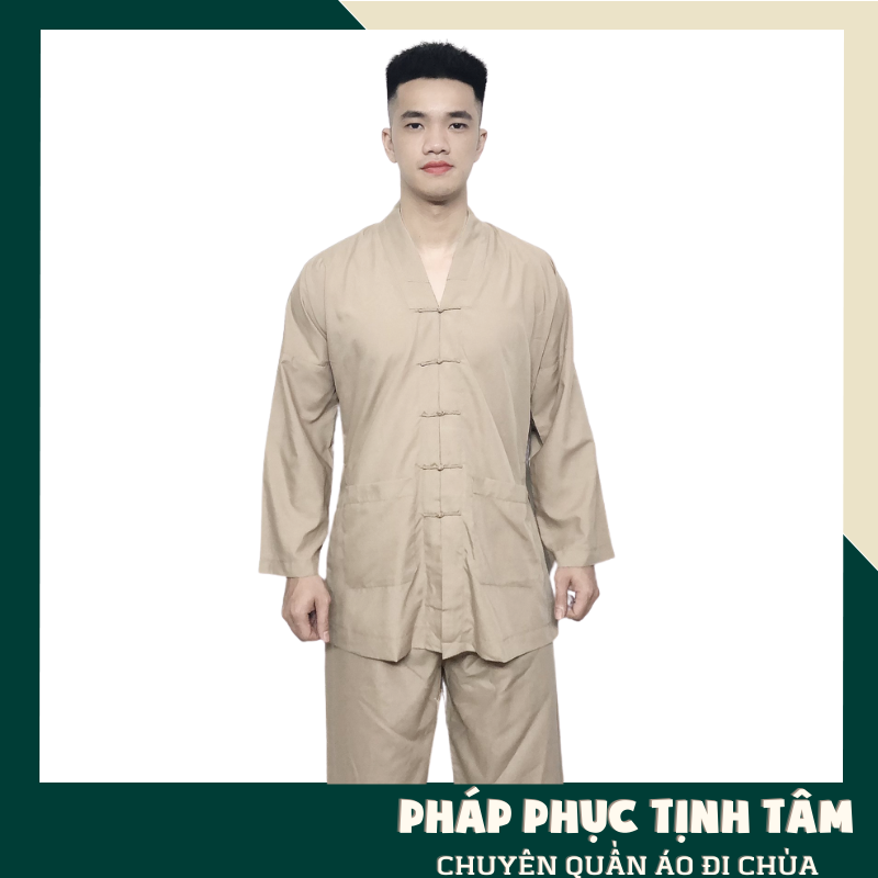 Đồ Lam Đi Chùa Bộ Nam La Hán Dài Tay Cao Cấp Lịch Sự Chất Vải Dày Dặn Mềm Mịn Mặc Rất Mát Và Thoải Mái