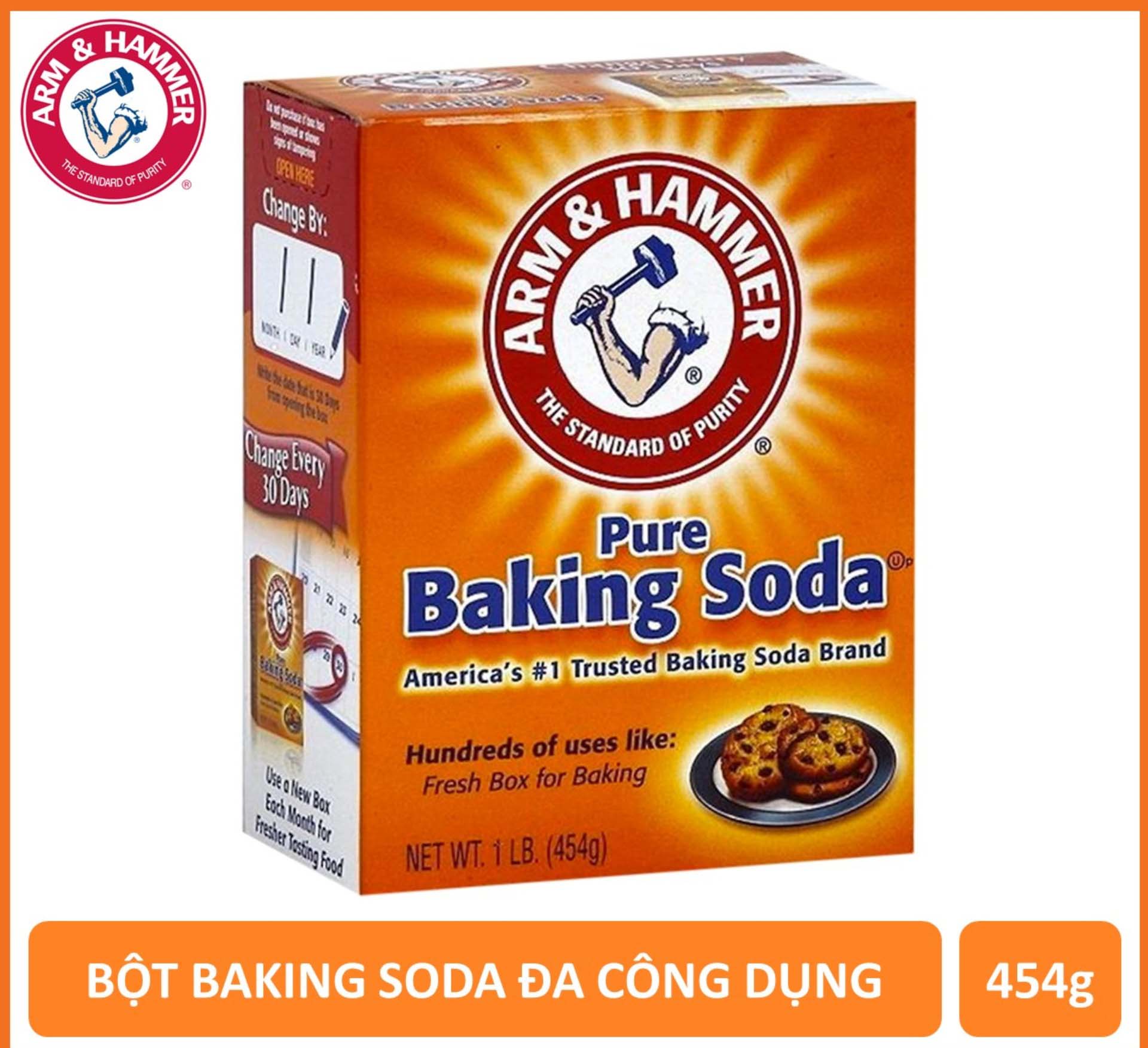 Bột baking soda đa công dụng sử dụng làm bánh làm đẹp làm sạch khử mùi bảo vệ sức khỏe trọng lượng 454g - Xuất xứ Mỹ