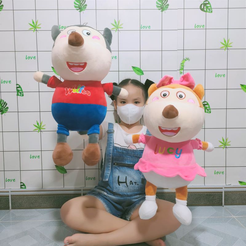 Gấu bông miniso cho bé thú bông wolfoo & lucy vải miniso cao cấp - cam kết sản phẩm như hình