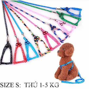 Dây dắt chó mèo + yếm đai yên ngựa cho thú cưng dưới 6kg