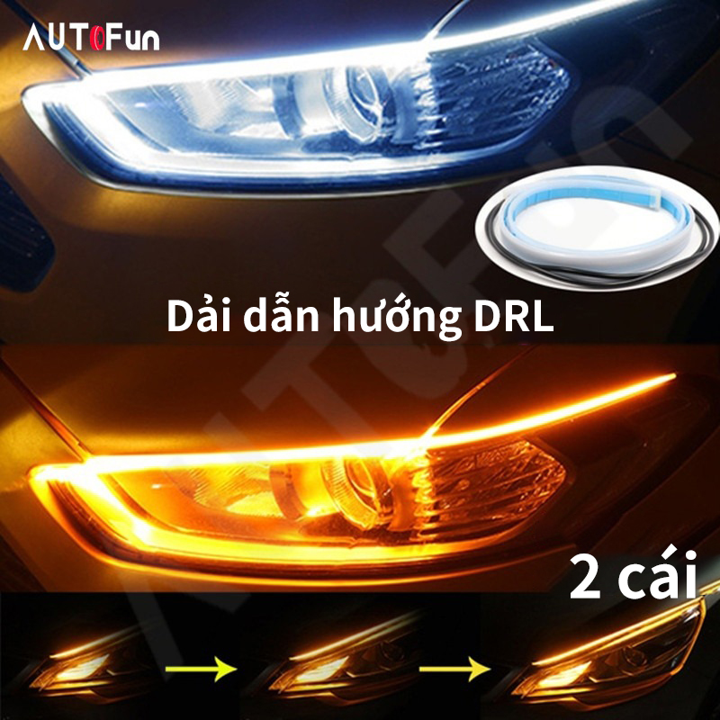 AUTOFun Bộ 2 Dây Đèn Led Mí Ô Tô Tích Hợp Xi Nhan Nháy Đuổi 45cm 60cm Silicon Chống Nước