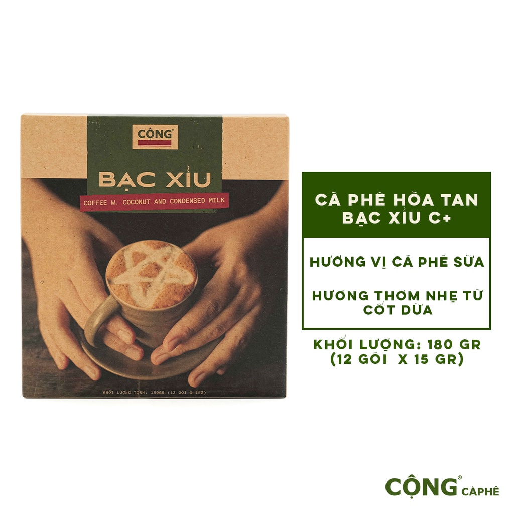 Cà phê bạc xỉu hoà tan c+ cộng cà phê 1 hộp 180gr