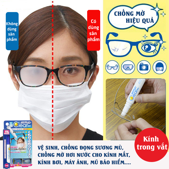 Gel lau mắt kính chống đọng sương chống mờ hơi nước Nhật Bản
