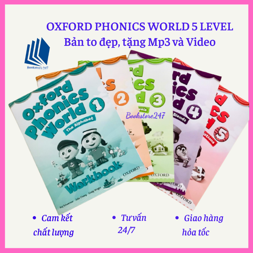 Sách - oxford phonics world - bản to chuẩn, level 1 đến 5