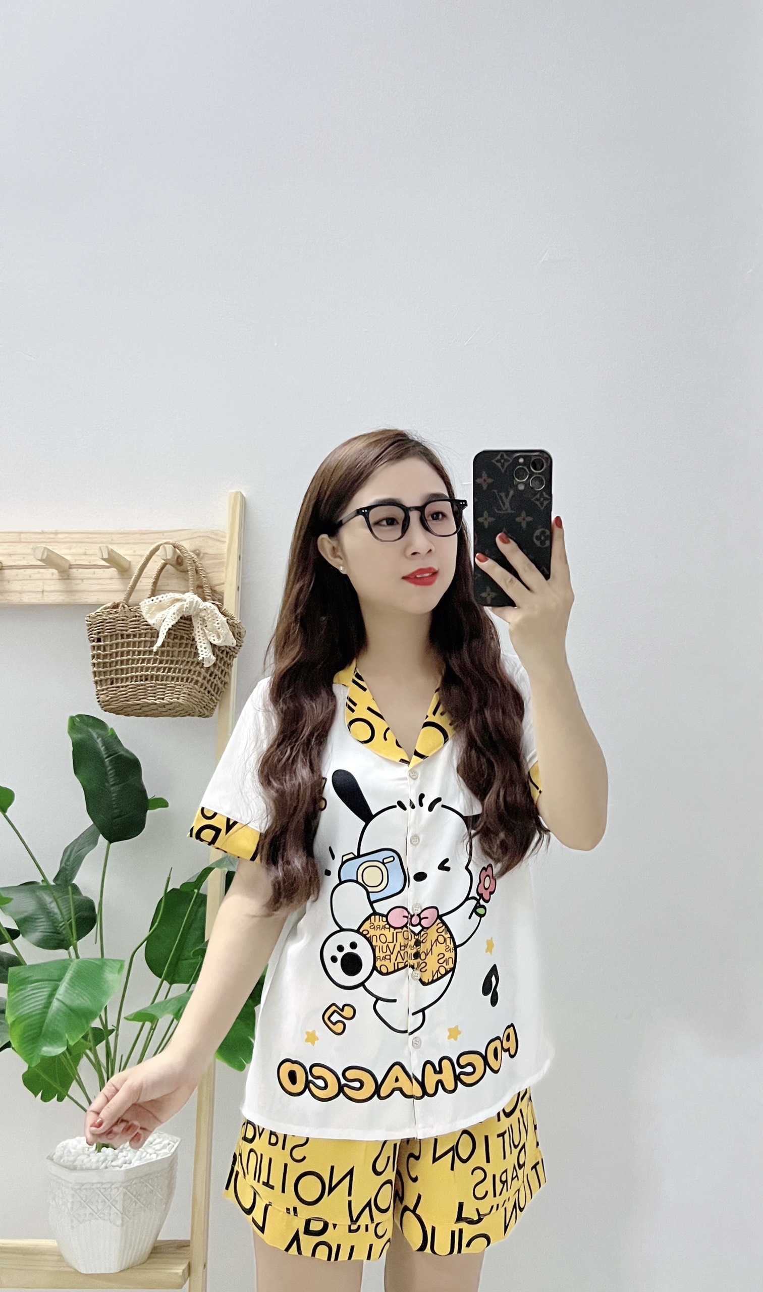 Đồ ngủ nữ , đồ bộ mặc nhà pijama 5D chất liệu lụa mango tay ngắn quần ngắn , đùi ANH MỸ 01