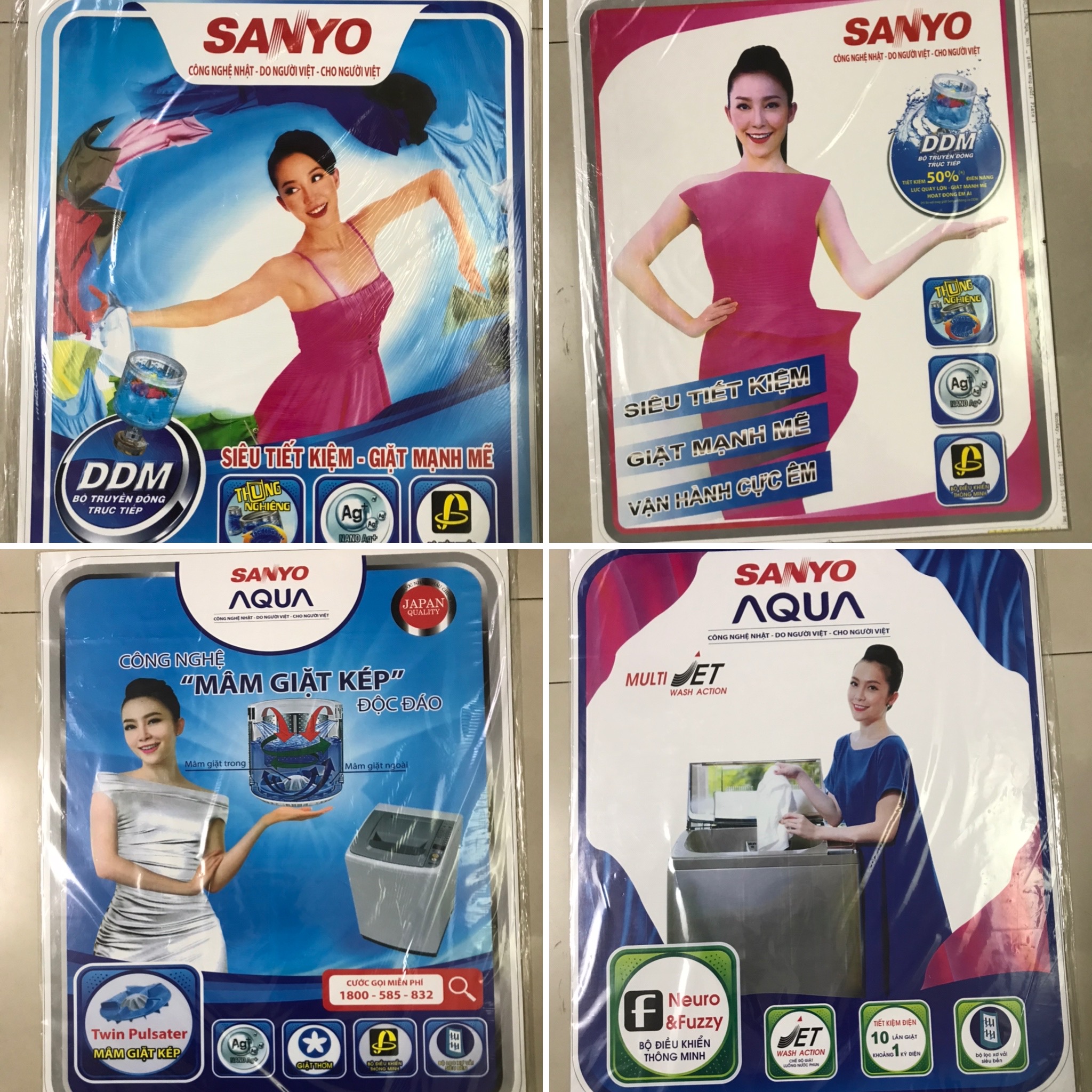 [HCM]Combo 10 tem dán máy giặt Sanyo Aqua/ Combo 10 miếng dán máy giặt Sanyo