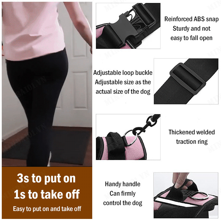 minbai01 The dog leash harness is easy to wear, safe and easy to control
