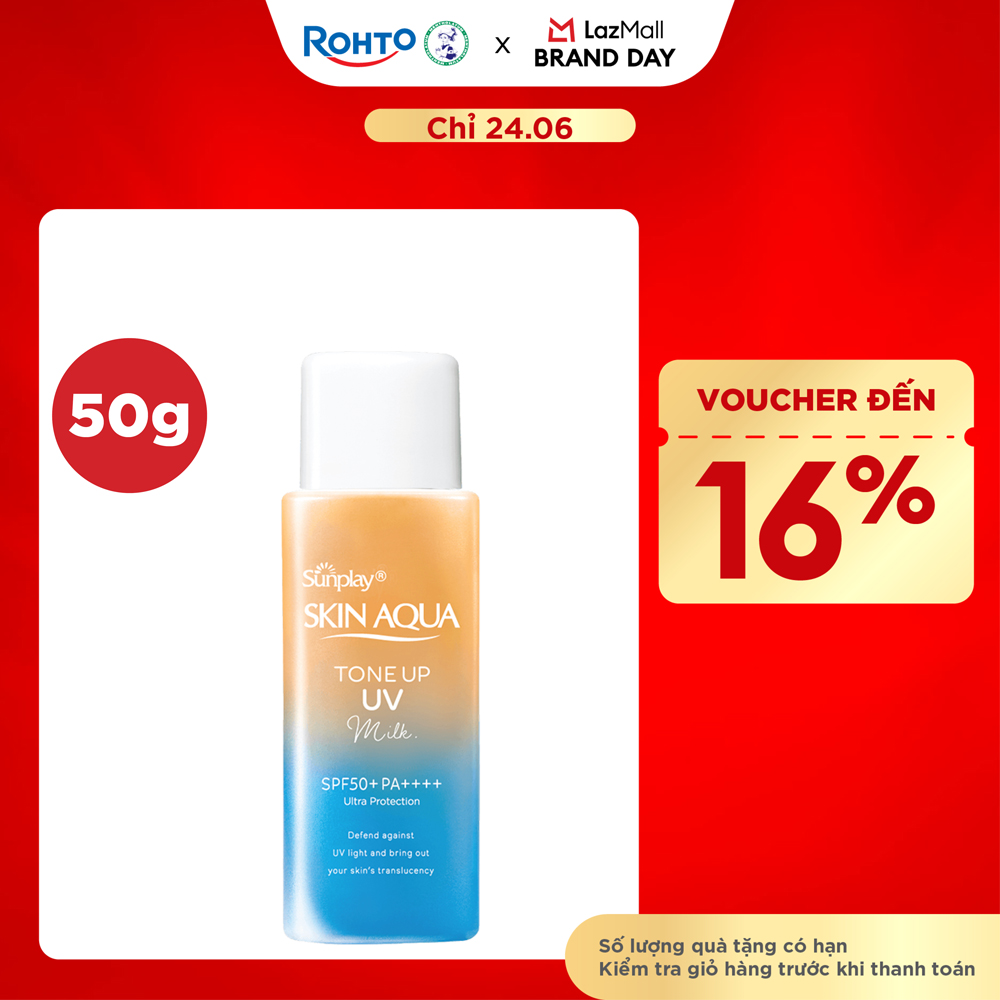 Kem chống nắng nâng tông Skin Aqua Tone up Latte Beige cho mọi tông da, dạng tinh chất Sunplay Skin Aqua Tone Up UV Essence Latte Beige SPF 50+ PA++++ 50g