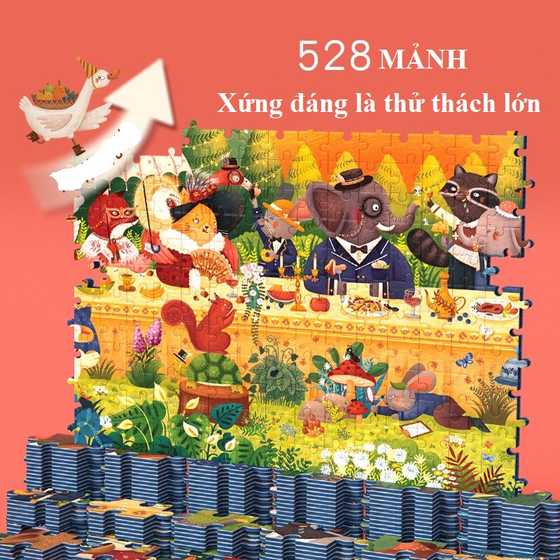Bộ xếp hình 528 mảnh Mẫu Bữa Tiệc Trong Rừng Sâu chính hãng Mideer Sunset Carnival