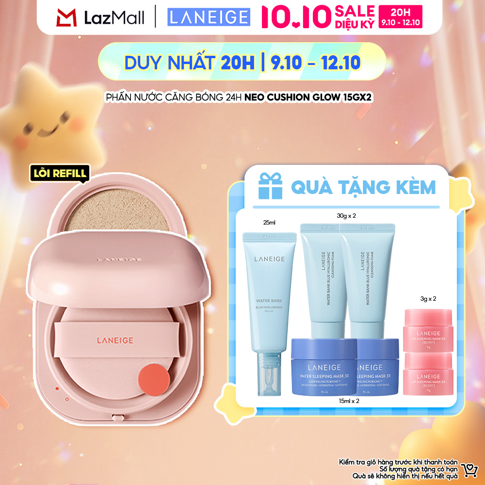 Phấn Nước Cho Lớp Nền Căng Bóng Tự Nhiên 24H Laneige Neo Cushion Glow 15G+ Kèm Lõi