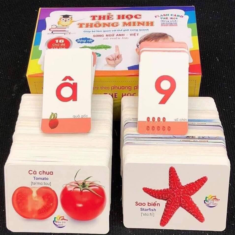 Bộ Thẻ học thông minh cho bé 16 chủ đề 416 thẻ( song ngữ)
