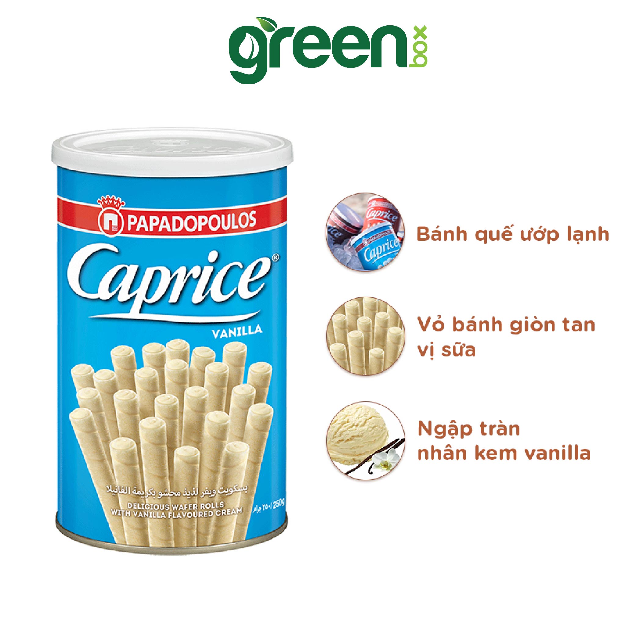 Bánh quế nhân kem Vani Caprice Papadopoulos 115g Xmas