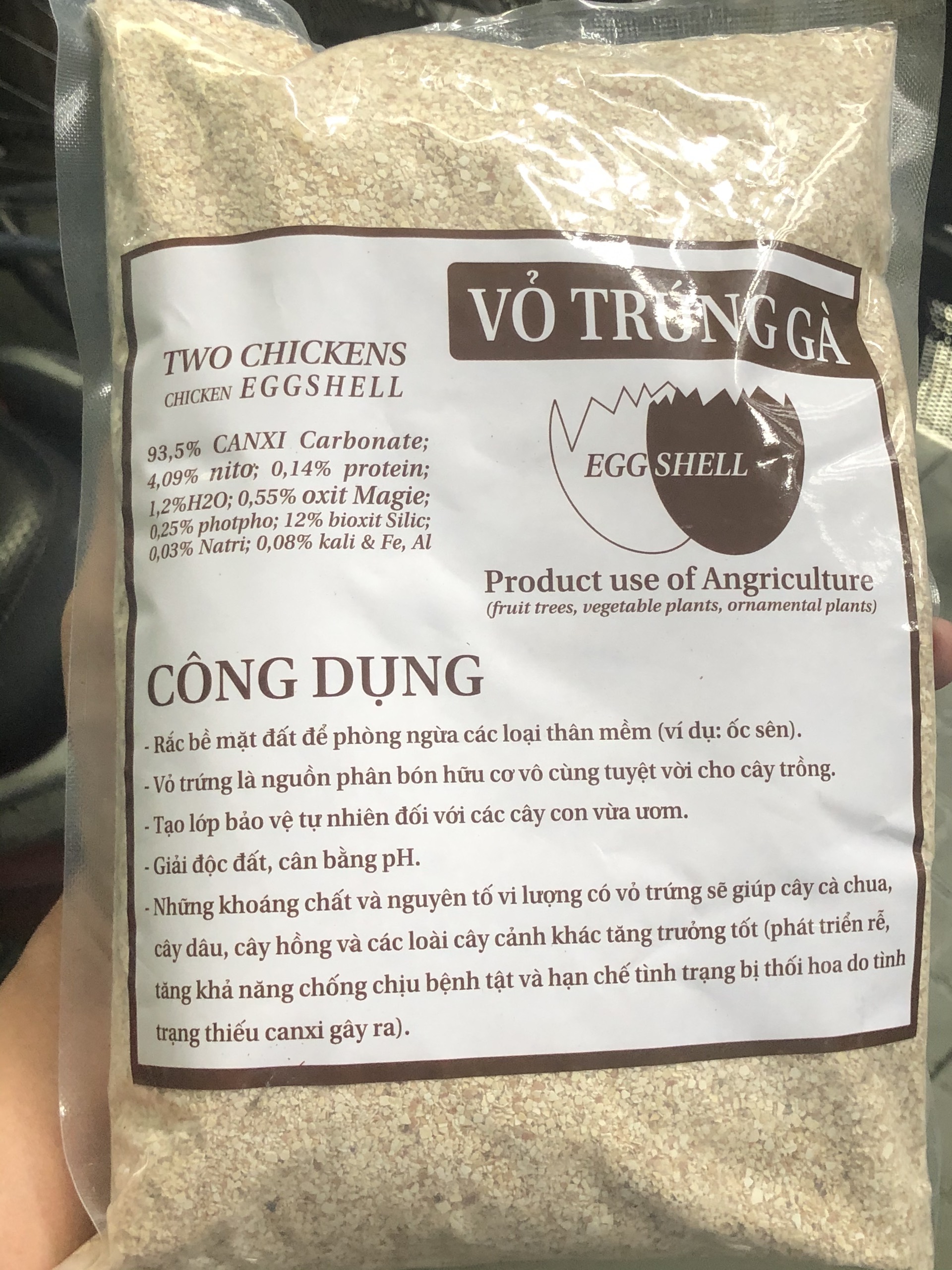 Vỏ trứng gà bổ sung canxi và khoáng chất cho cây - Gói 5 kg