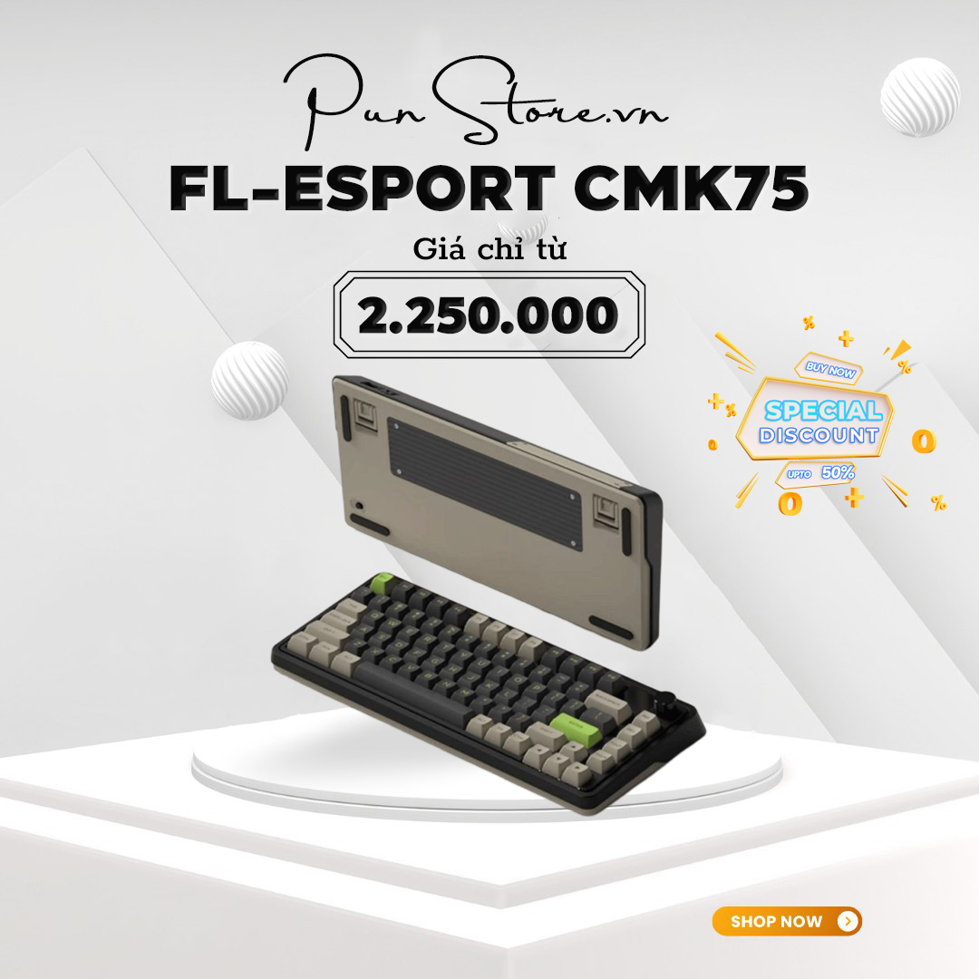 Bàn phím cơ fl-esports cmk75 màn tft - mạch xuôi - 3 mode