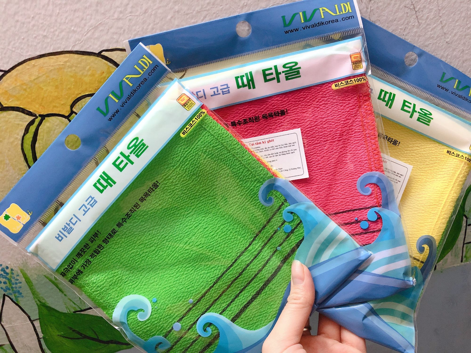 Túi tắm kỳ ghét vivadi hàn quốc set 4 cái