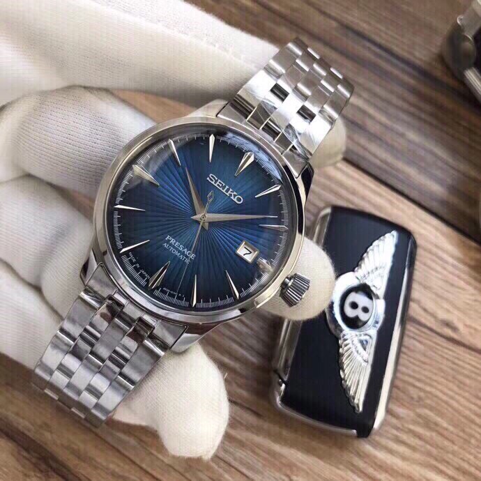 [ ĐƯỢC KIỂM TRA HÀNG ] { ĐỒNG HỒ NHẬT BẢN SỊN SỐ 1 LAZADA}  { orient patek seiko sk hulot omega rado} Đồng Hồ Nam Seiko Presage Automatic Sang Trọng Dây Kim Loại  Màu xanh tía chớp + Full Box Thẻ Bảo Hành