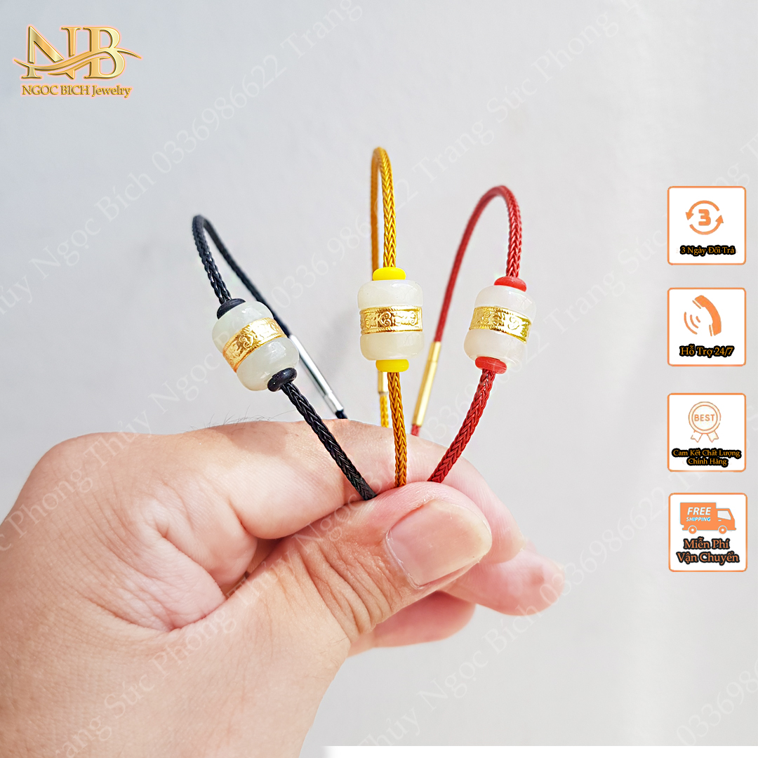 Vòng Tay Nữ Dây Cáp Mix Lu Thống Đá Mã Não Trắng - NB Jewelry